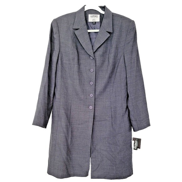 Kasper ASL 2 Piece Suit Blazer/ Jacket & Pants Gray Career Business Size 14 New - Picture 1 of 15